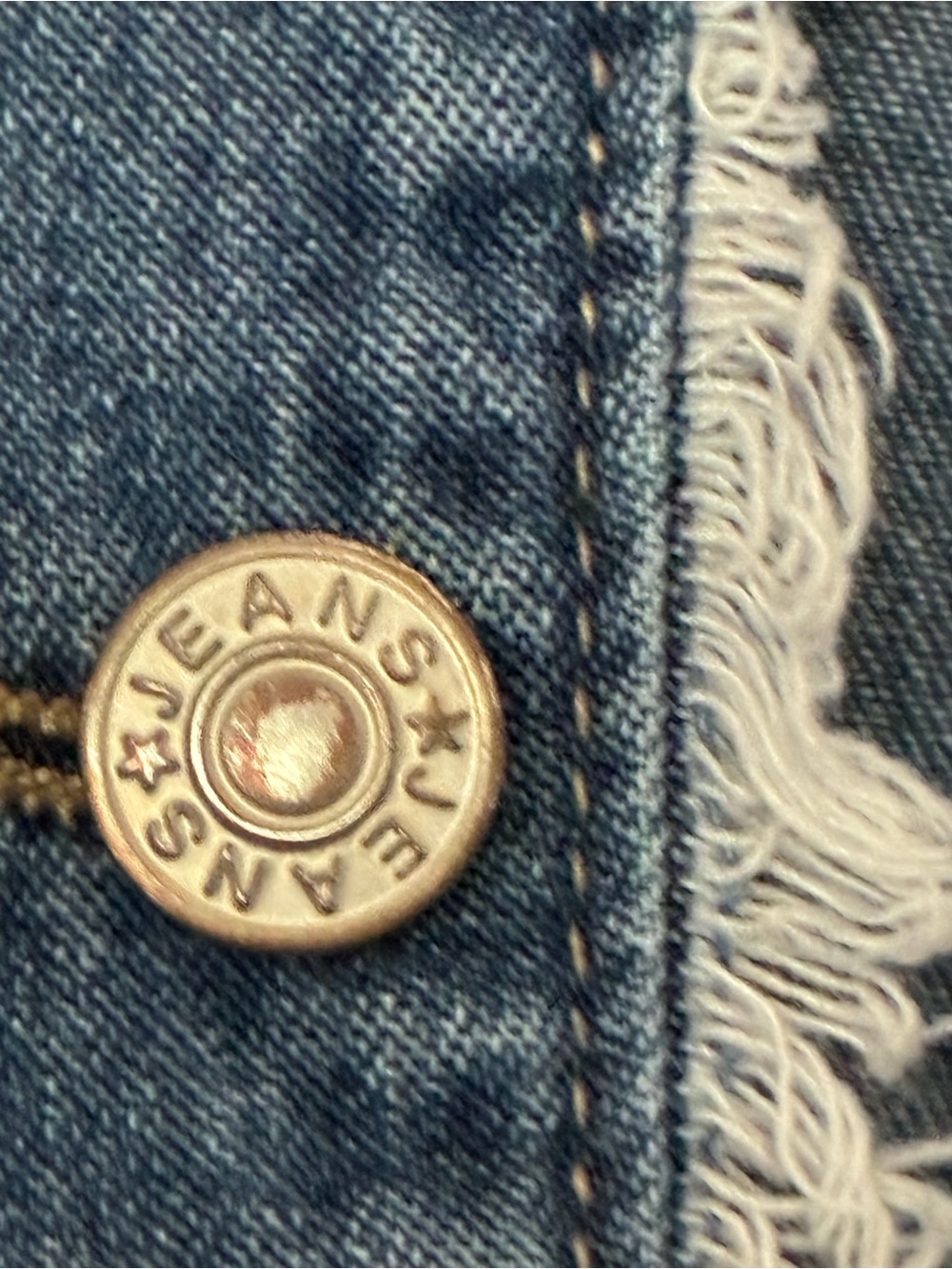 Denim Military-Style Jacket with Frayed Trim & Detail Stitching - Picture 2 of 12